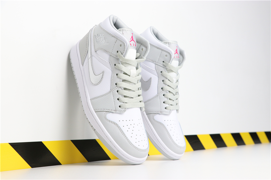 Air Jordan 1 MID White Silver Shoes - Click Image to Close